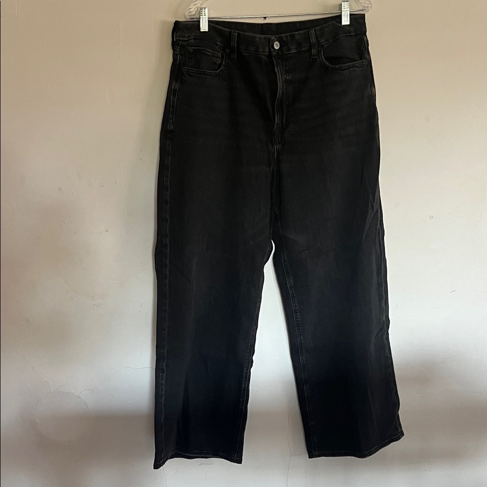 American Eagle Outfitters Women’s Relaxed Curvy Wide Leg Black Jeans